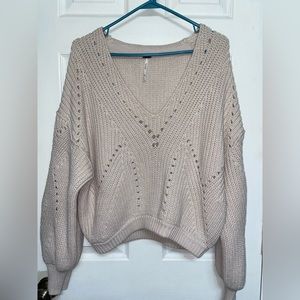 Free People Sweater Taupe Oversized Shirt Top Blouse XS / Small